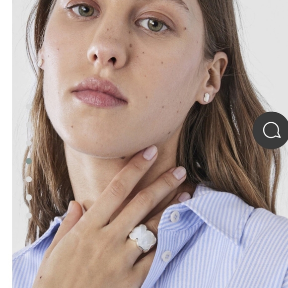 TOUS Color Silver Faceted Mother-of- Pearl Ring Sz 7 - Picture 3 of 8